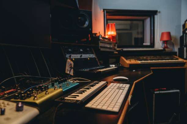 istock Recording equipment in a professional recording studio 1362977639