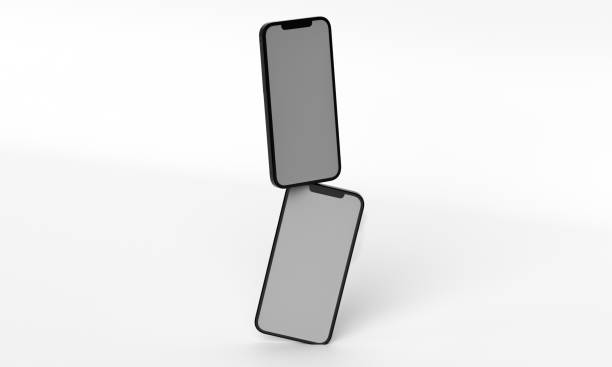 3d render illustration generic phone mock up and tablet in a white design high key top view