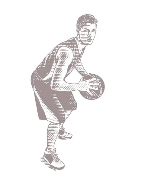 Vector illustration of Basketball player passing ball