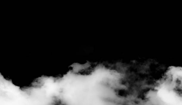 검은 색 배경에 그림의 하단에 구름 - wispy smoke steam swirl 뉴스 사진 이미지