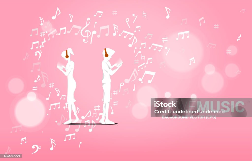 Siluet Manusia Menggunakan Ponsel Berdiri Dengan Melodi Musik Berbentuk Siluet Manusia Menggunakan Ponsel Berdiri Dengan Melodi Musik Berbentuk