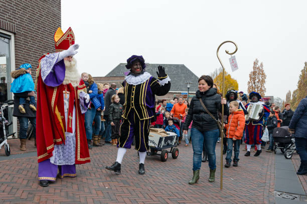Arrival parade of 'Sinterklaas' and his 'zwarte pieten' in Wierden stock photo
