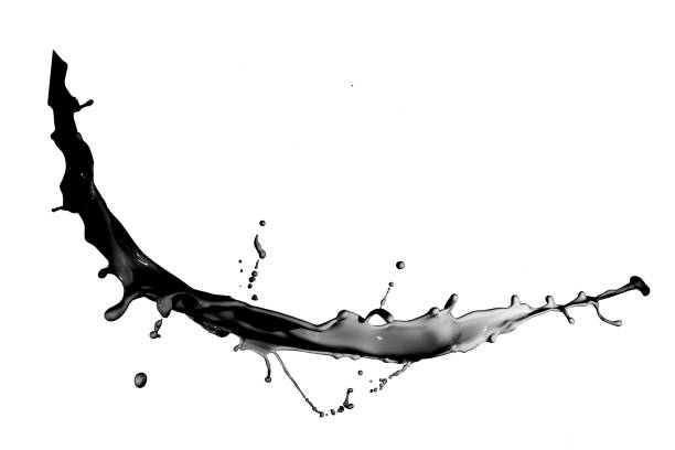 istock Splash of black fluid on white background 1362992280