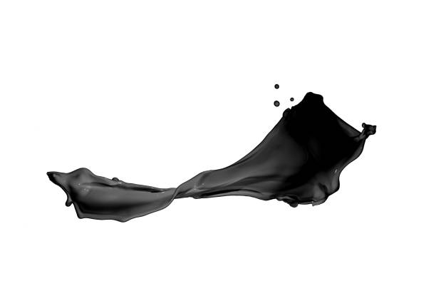 istock Splash of black fluid on white background 1362992298
