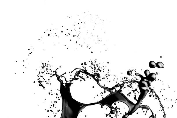istock Splash of black fluid on white background 1362992346