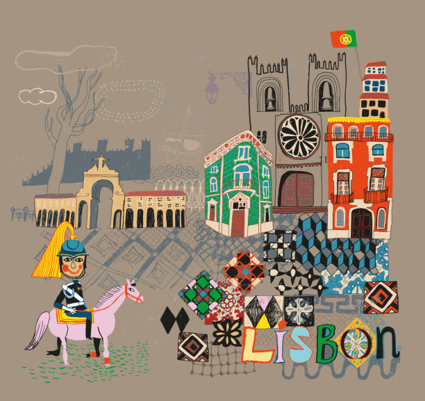 포르투갈 리스본 - portuguese culture lisbon portugal portugal flag stock illustrations