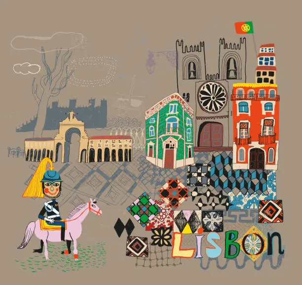 Vector illustration of Lisbon in Portugal