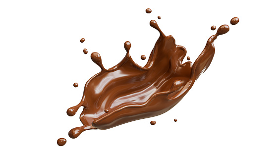 3d render of chocolate splashed on transparent background,clipping path
