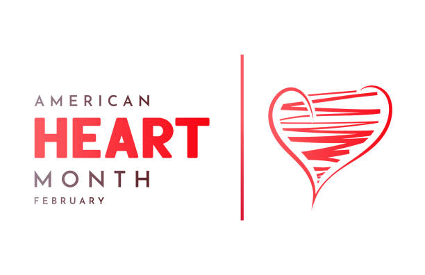 ilustrações, clipart, desenhos animados e ícones de cartão do mês do coração americano. vetor - month