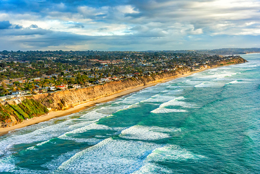 The Leucadia neighborhood of the northern San Diego County community of Encinitas, California shot from an altitude of about 800 feet during a helicopter photo flight.