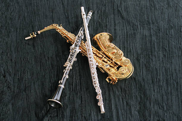 saxophone et clarinette, flûte - clarinette photos et images de collection