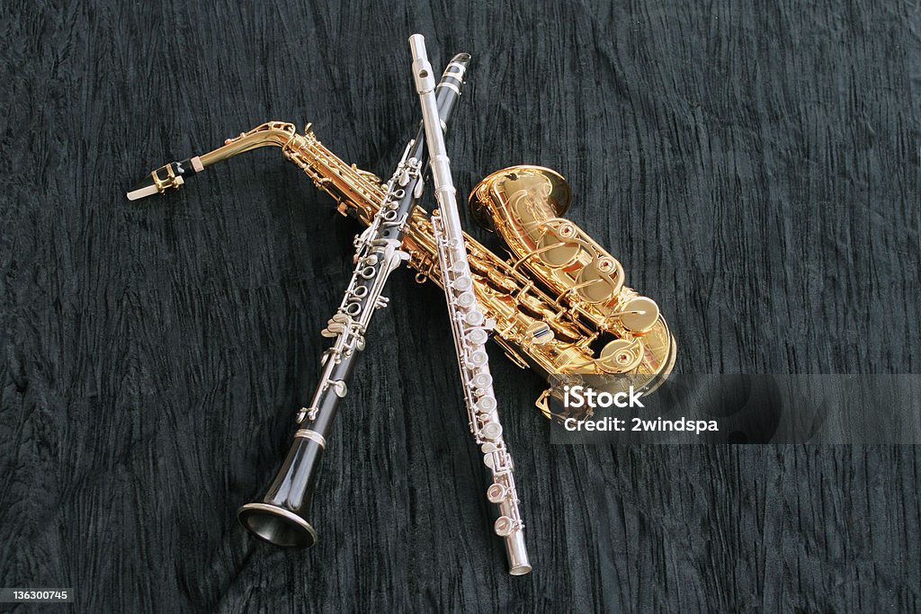 Clarinete, Flauta e Sax - Royalty-free Saxofone Foto de stock