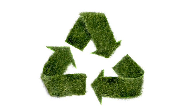 istock Symbol eco recycling green grass white background 1363007657