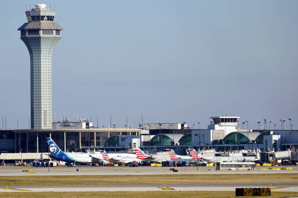 Outside View of Terminal 3 at Chicago O'Hare stock photo