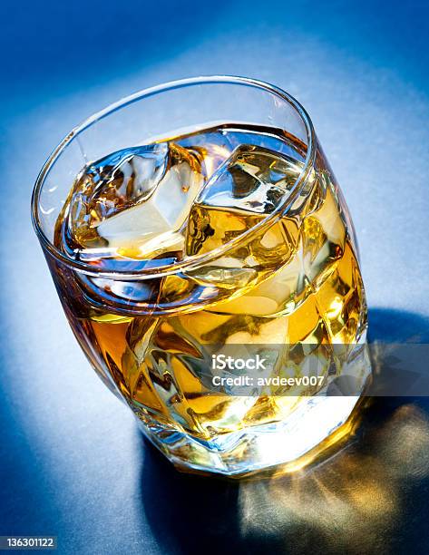 Whiskey On The Rocks Stock Photo - Download Image Now - Alcohol - Drink, Back Lit, Blue
