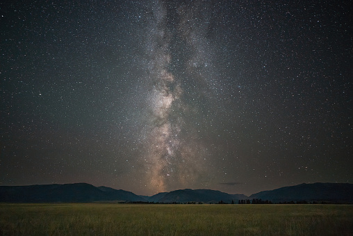 View of the milky way over the Beartooth Mountains as seen just outside of Roscoe, MT.