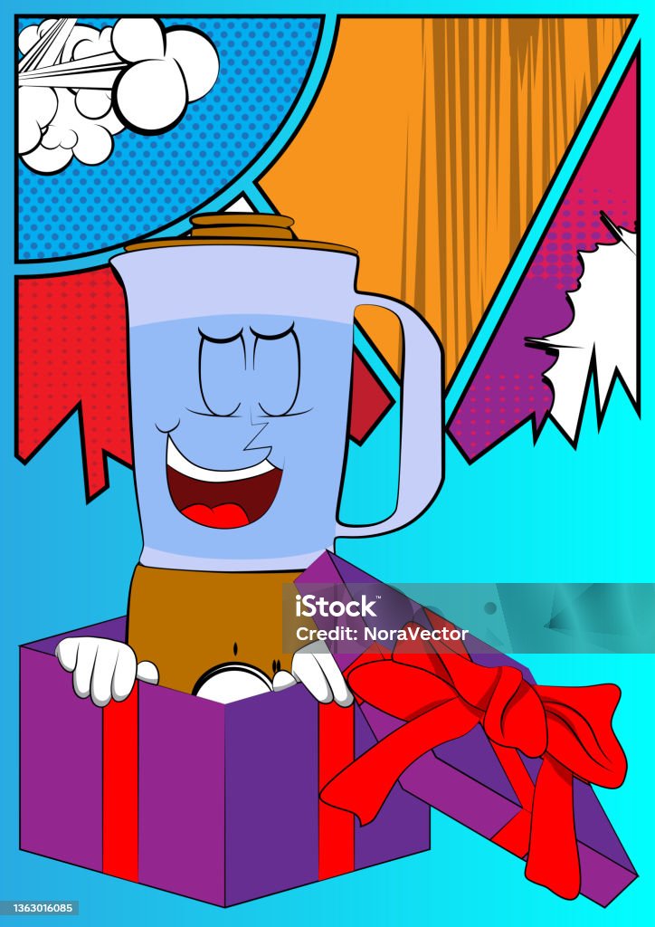 Food Blender In A Gift Box As A Cartoon Character With Face Stock  Illustration - Download Image Now - iStock