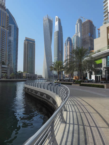 istock Skyscrapers in Dubai Marina with walkway 1363018626