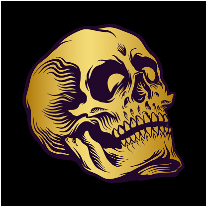 Head skull with gold colour Vector illustrations for your work Logo, mascot merchandise t-shirt, stickers and Label designs, poster, greeting cards advertising business company or brands.