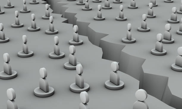 istock The division of the two groups that prevented interaction. A large crack between the two groups. A concept that represents irreparable mutual distrust. 3D rendering. 1363022245