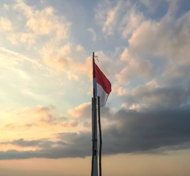 istock Indonesian national flag flying in the ocean 1363024706