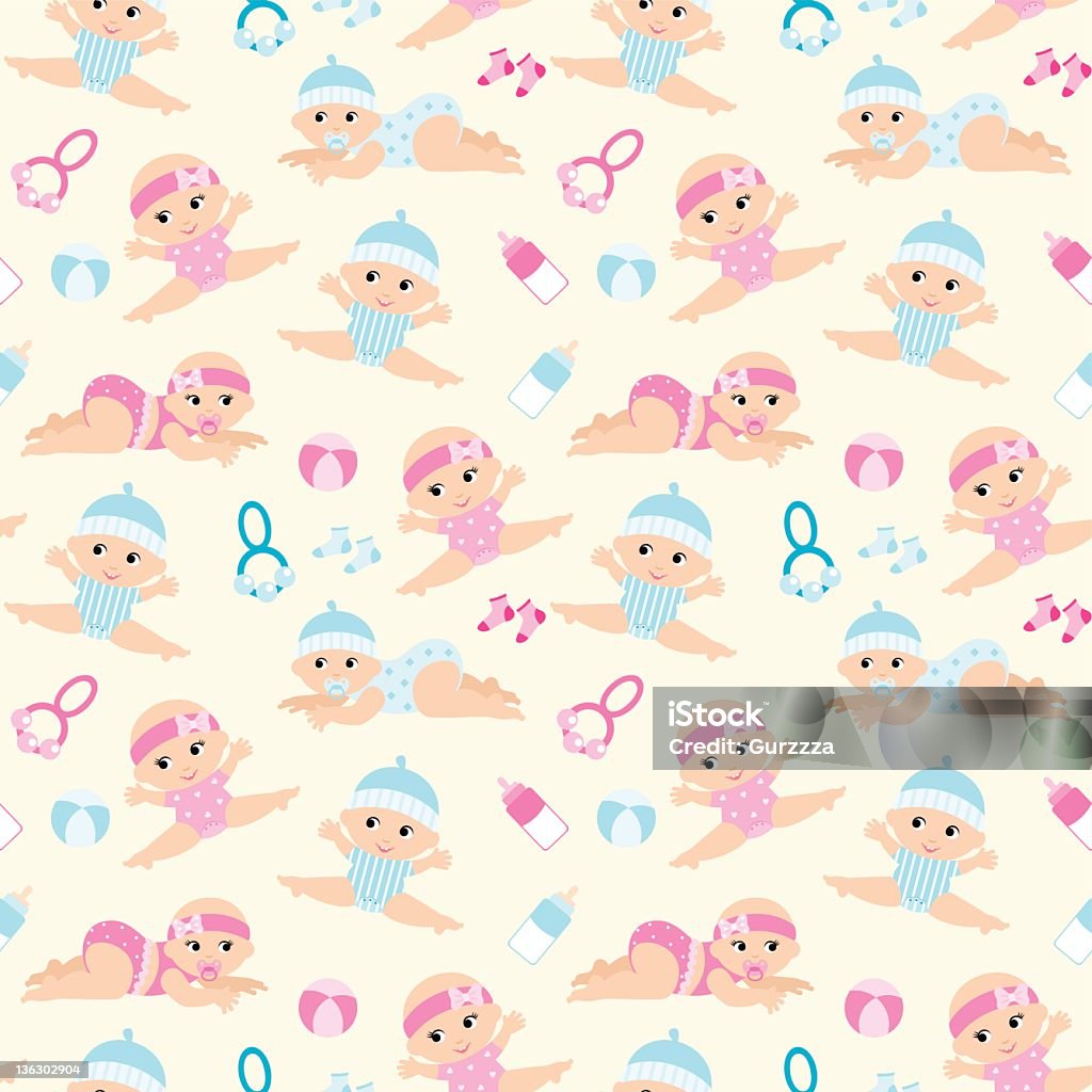 Seamless Babies Pattern Stock Illustration - Download Image Now - Baby ...
