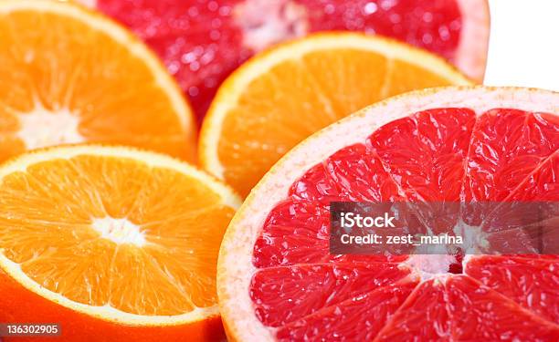Citrus Fruits Orange Grapefruit Stock Photo - Download Image Now - Backgrounds, Bright, Circle