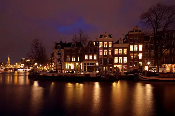 City scenic in Amsterdam the Netherlands at twilight