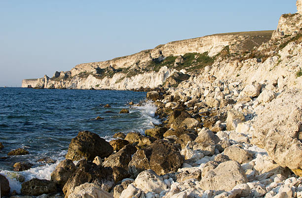 rocky coastline of the Black sea stock photo