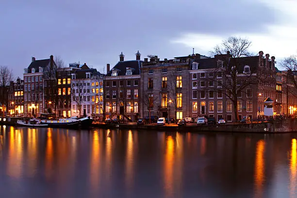 City scenic in Amsterdam the Netherlands at twilight