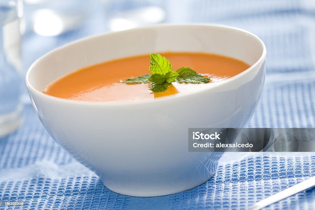 Spanish gazpacho Typical spanish soup, made of tomato and vegetables. Very healthy and refreshing. Appetizer Stock Photo