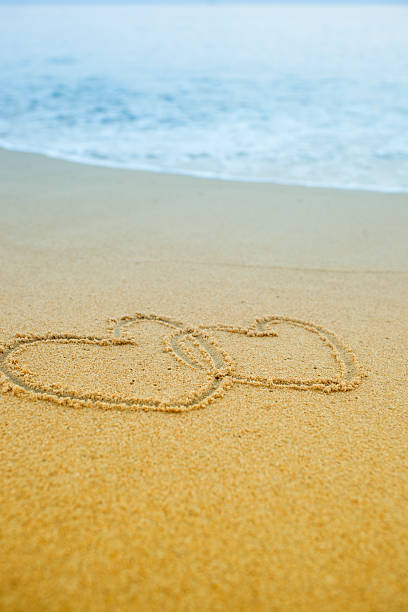 istock double heart shape on the beach,Phuket 136303271