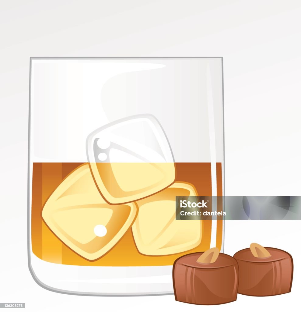 ウィスキーとチョコレート - アルコール飲料のロイヤリティフリーベクトルアート