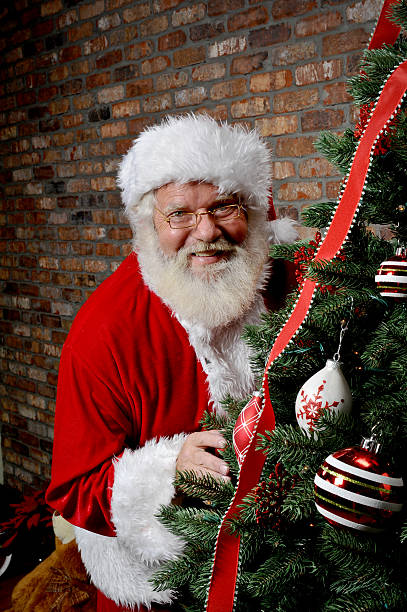 istock Santa Claus Behind the Christmas Tree 136303374