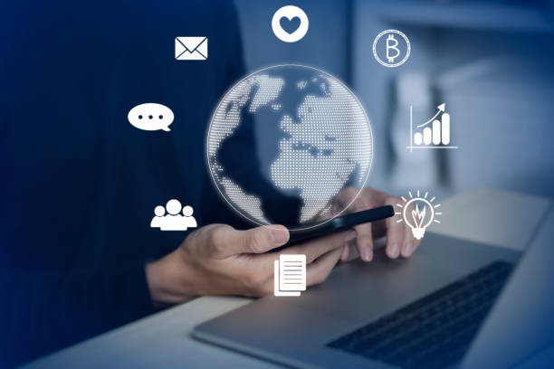 istock man using smartphone and laptop to do online transactions with data connection around the world by internet technology, big data, data search, online marketing 1363034186