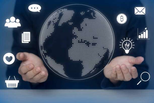 istock man online transactions with data connection around the world by internet technology, big data, data search, online marketing 1363034188