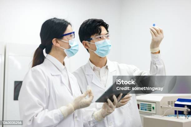 Scientists Are Working At Chemical Lab Stock Photo - Download Image Now - Test Tube, Looking, Scientist