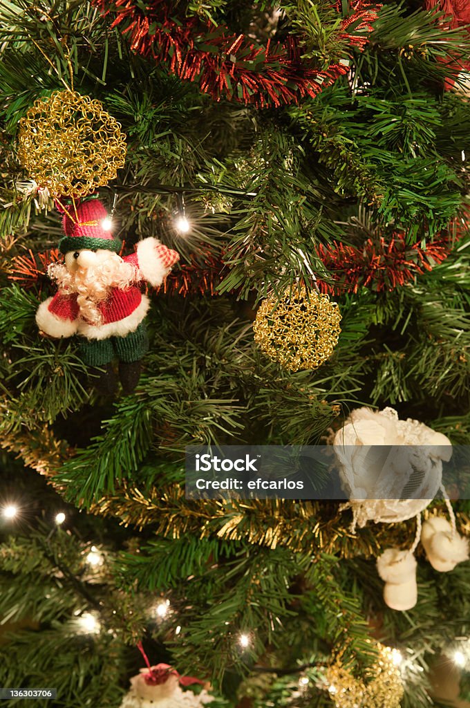 Christmas tree background Christmas tree with lights and santa toys Christmas Stock Photo