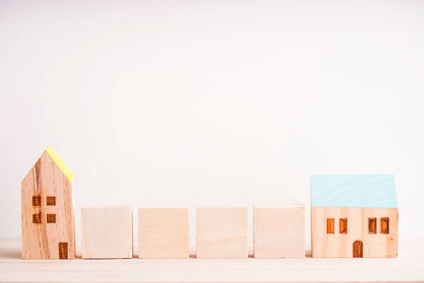 istock Wooden house and copy space block 1363038598