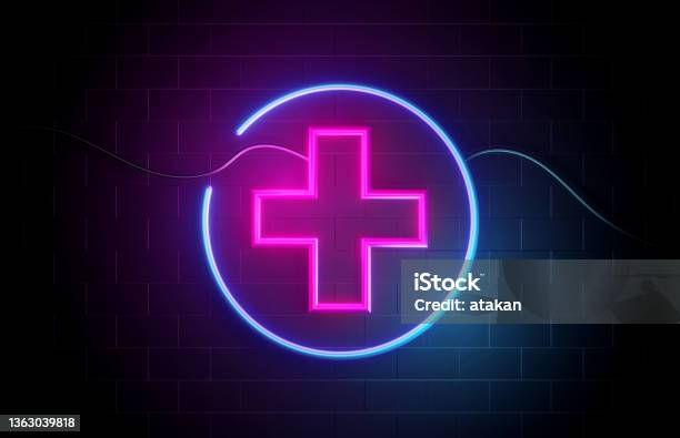 Pharmacy Sign Neon Light Sign Stock Photo - Download Image Now - Plus Sign, Healthcare And Medicine, Technology