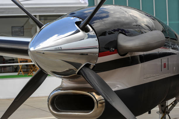 istock Private plane with propellers is waiting at the airport. 1363040058