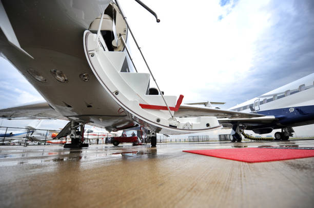 A private plane is waiting for its passengers at the airport.
