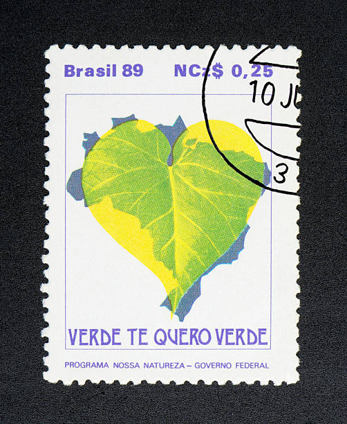 brazilian postage stamp, on black background.