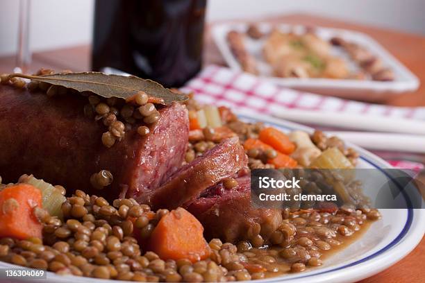 Pork Sausage With Lentils Stock Photo - Download Image Now - Lentil, Sausage, Beef