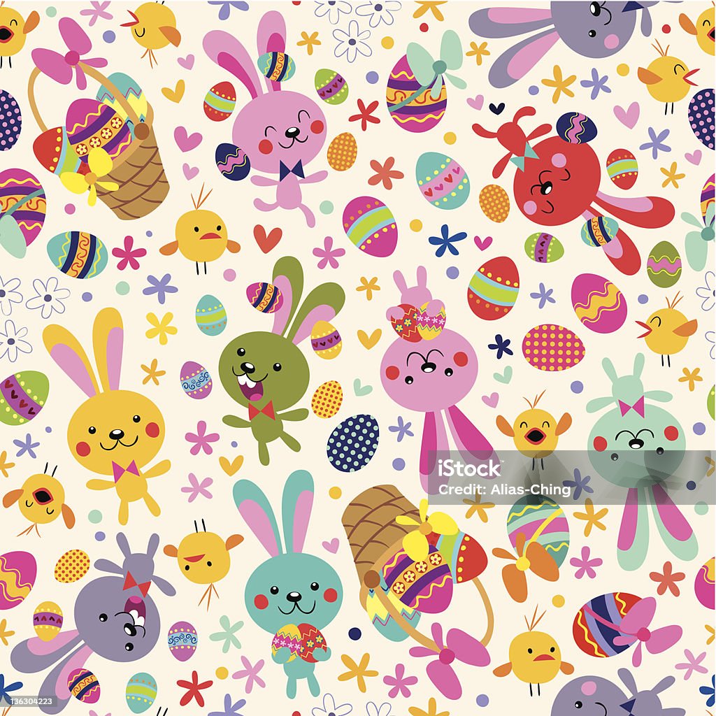 Easter pattern Easter pattern illustration with Easter bunnies Animal stock vector