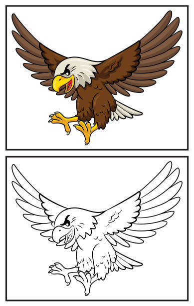 314 Cartoon Of The Black And White Eagle Illustrations & Clip Art - iStock