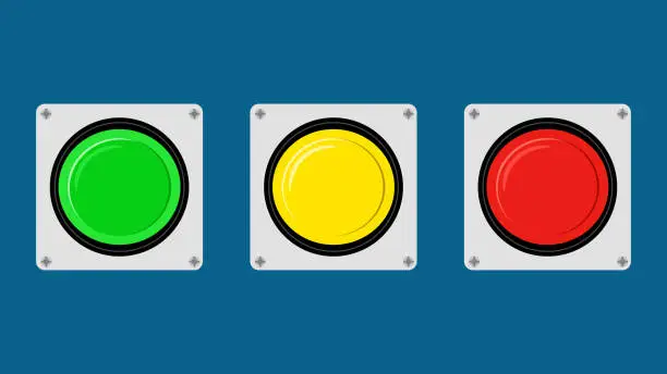 Vector illustration of Green red and yellow buttons. isolated button on the background