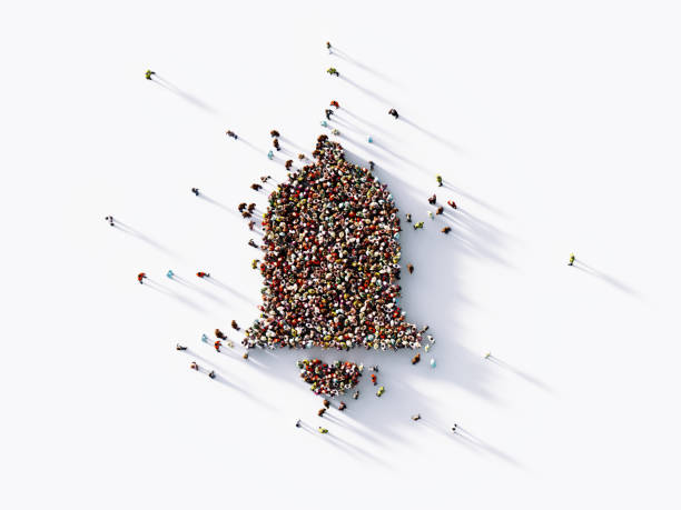 istock Subscription Concept - Human Crowd Forming A Bell Icon On White Background 1363047151