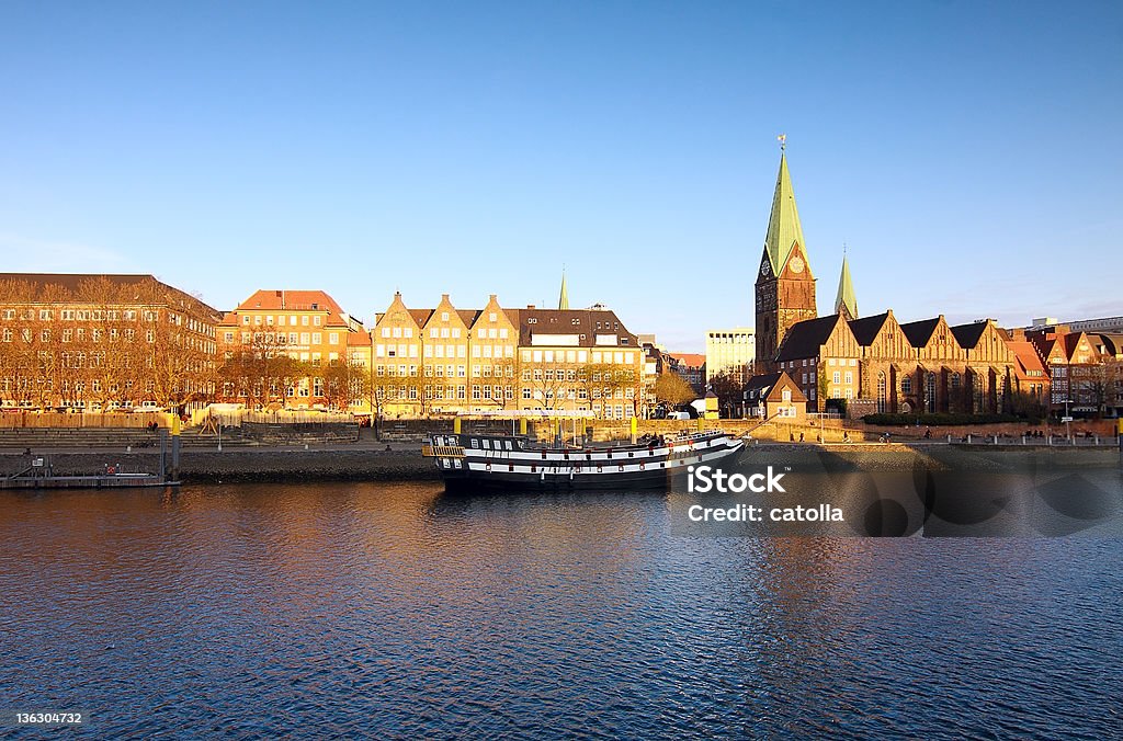 river in Bremen view on river and church in Bremen during day Architecture Stock Photo