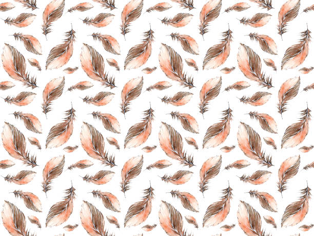 istock Watercolor had drawn seamless feather bird wing boho hippie ethnic authentic brown patter 1363054288